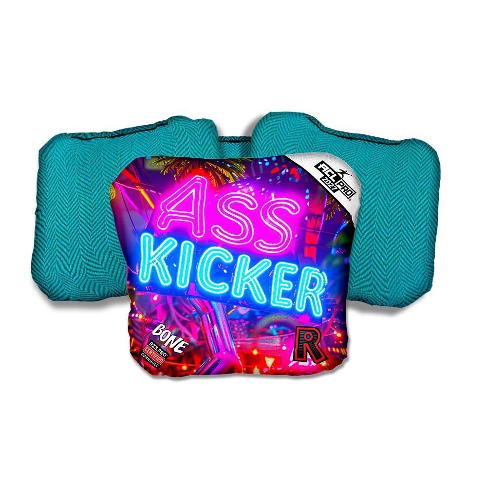 Bone PRO Ass Kicker Neon Teal Back Cornhole Bags