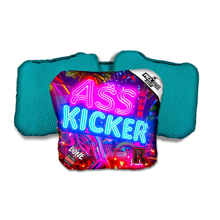 Bone PRO Ass Kicker Neon Teal Back Cornhole Bags