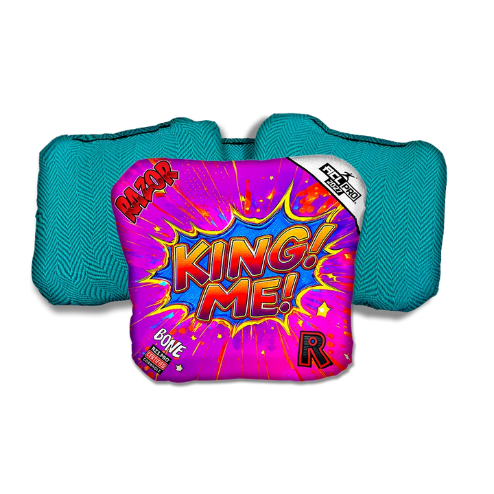 Bone PRO King Me Teal Back Cornhole Bags