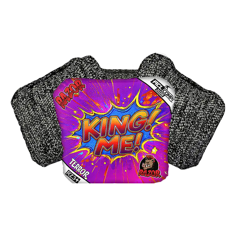 Product packaging with 'King Me!' text and colorful design on a white background
