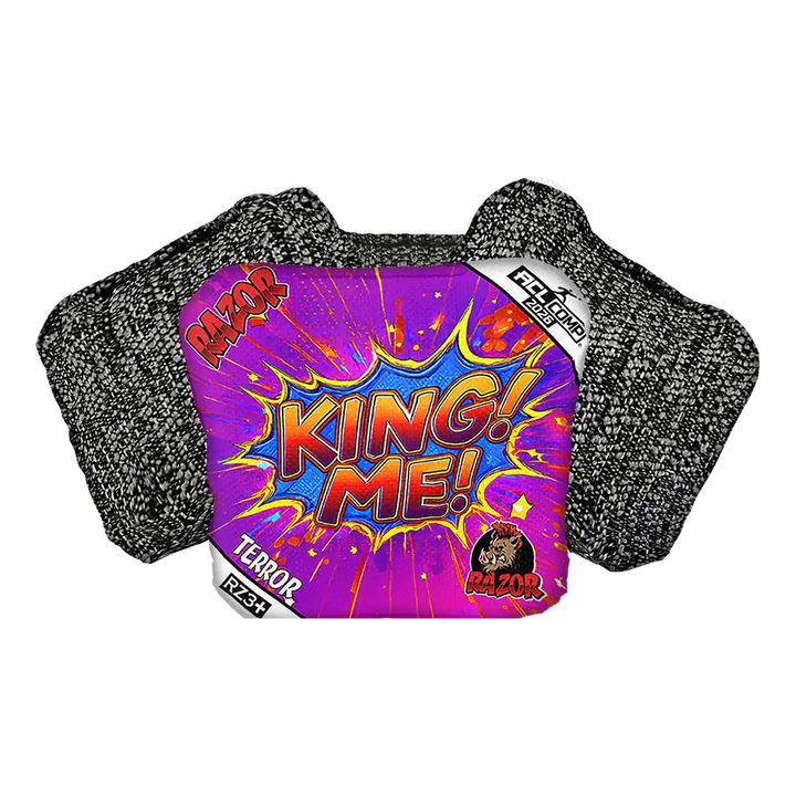 Product packaging with 'King Me!' text and colorful design on a white background
