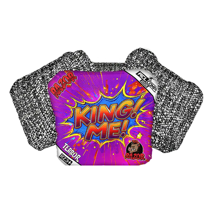 Product packaging with 'King Me!' text and colorful design on a white background