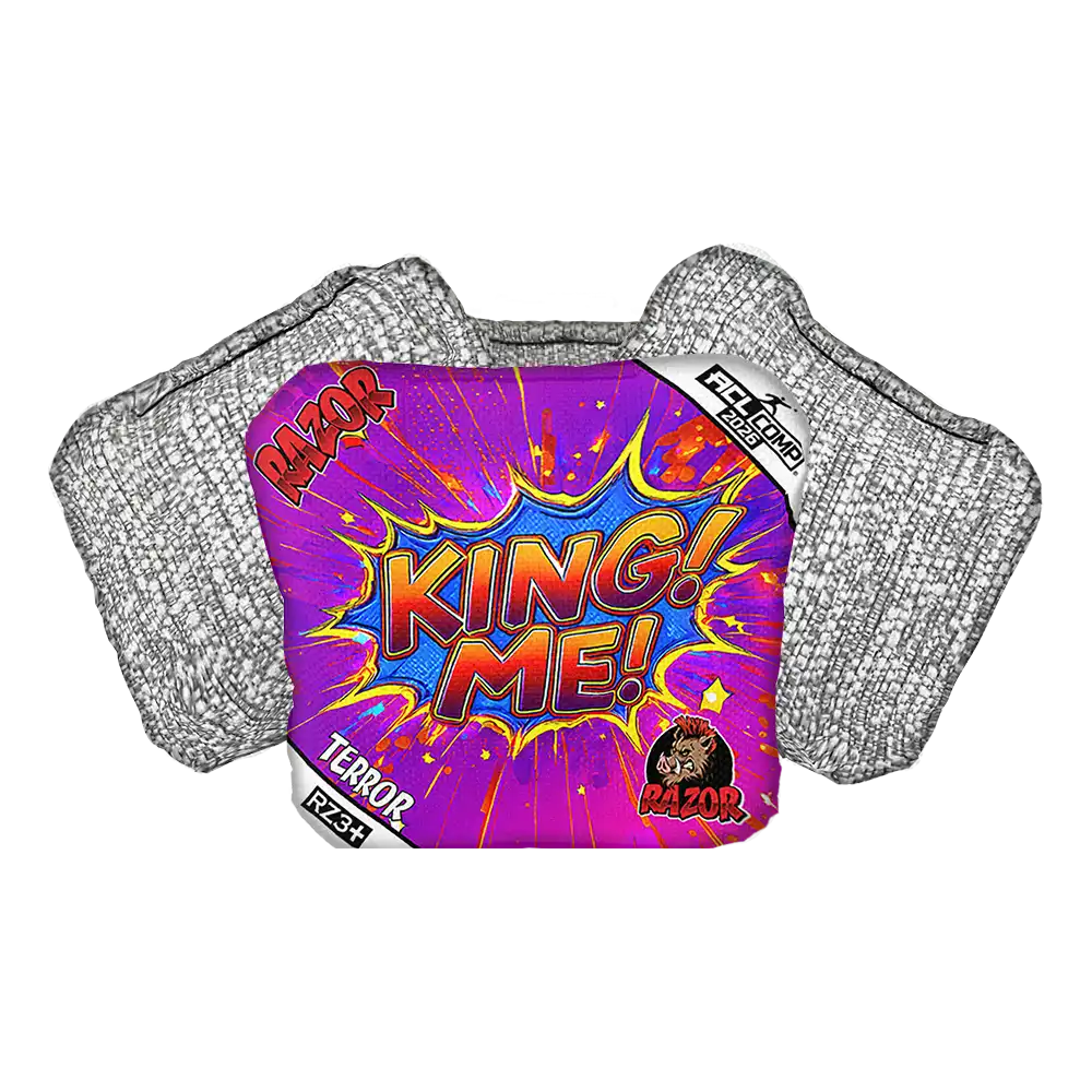 Gray protective padding with colorful 'King Me!' design on a white background