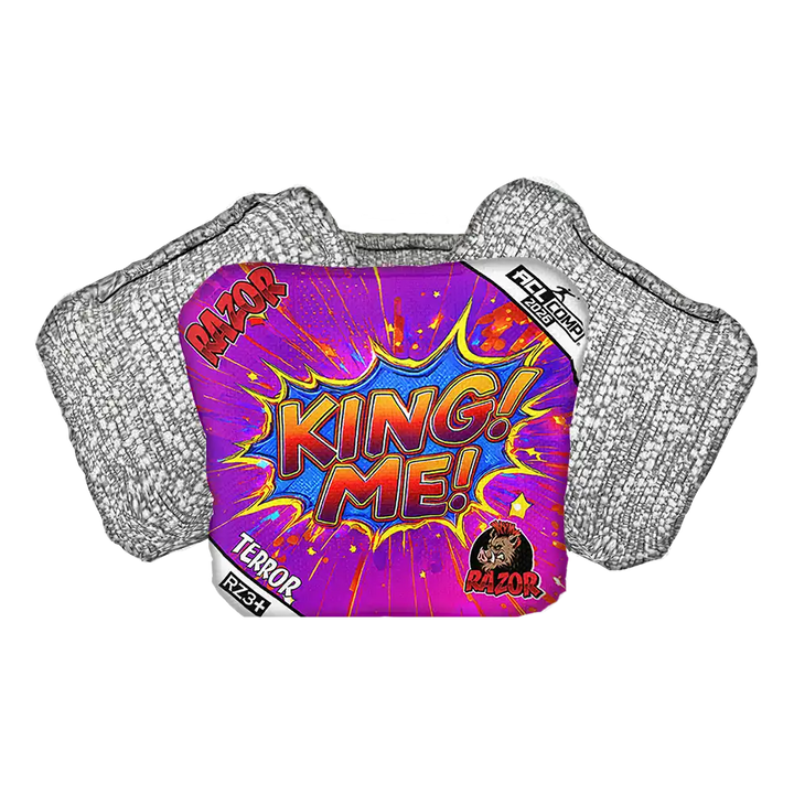 Gray protective padding with colorful 'King Me!' design on a white background