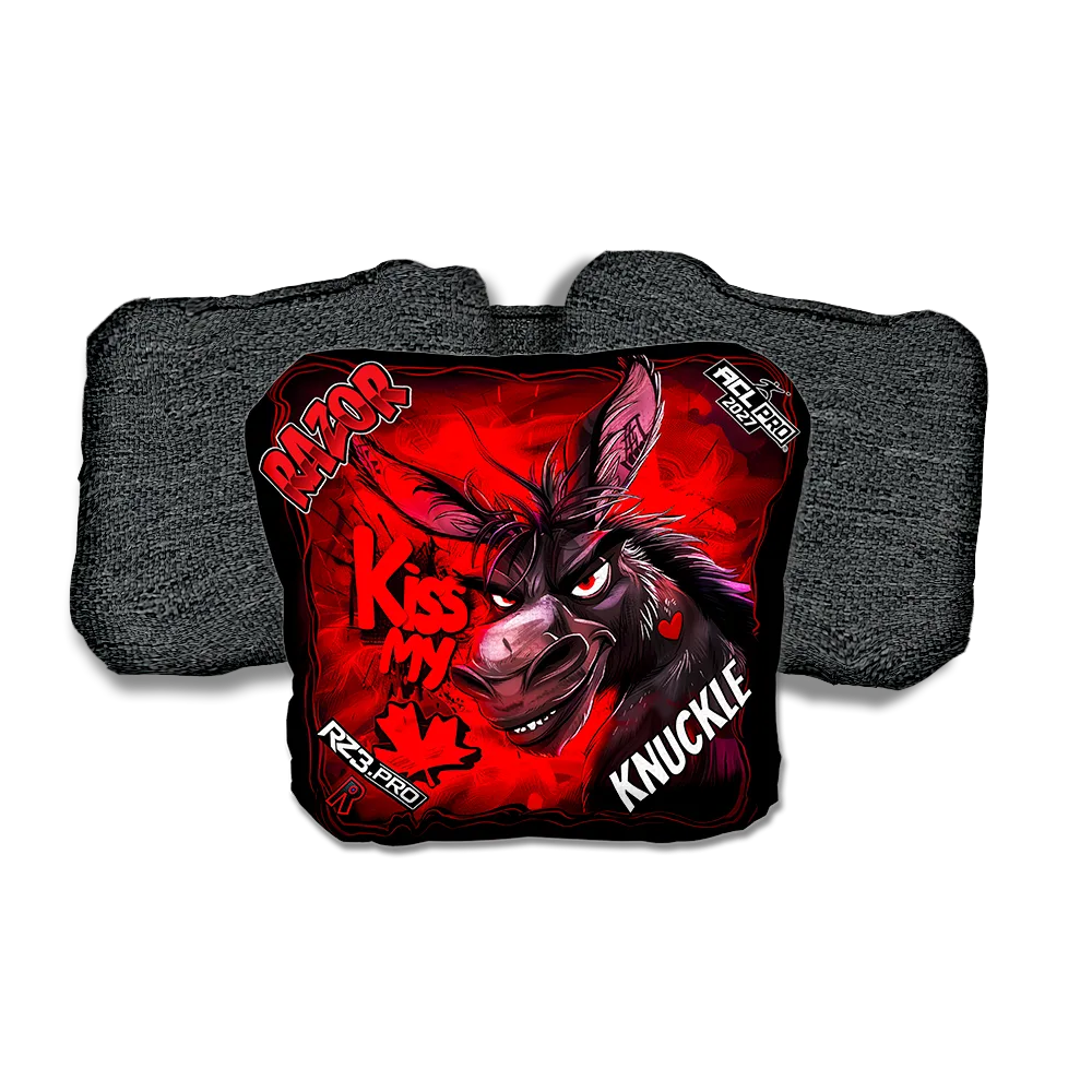 Knuckle PRO Kiss My Maple Black Back Cornhole Bags