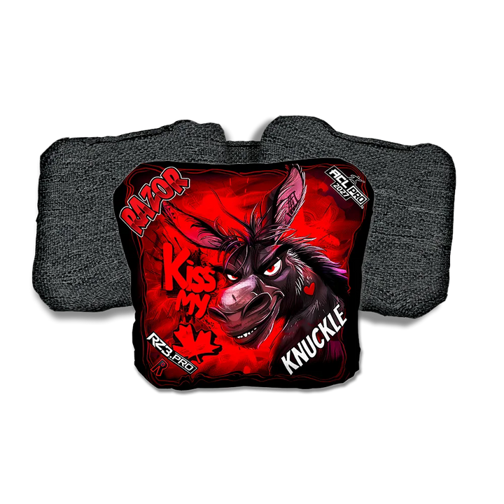 Knuckle PRO Kiss My Maple Black Back Cornhole Bags