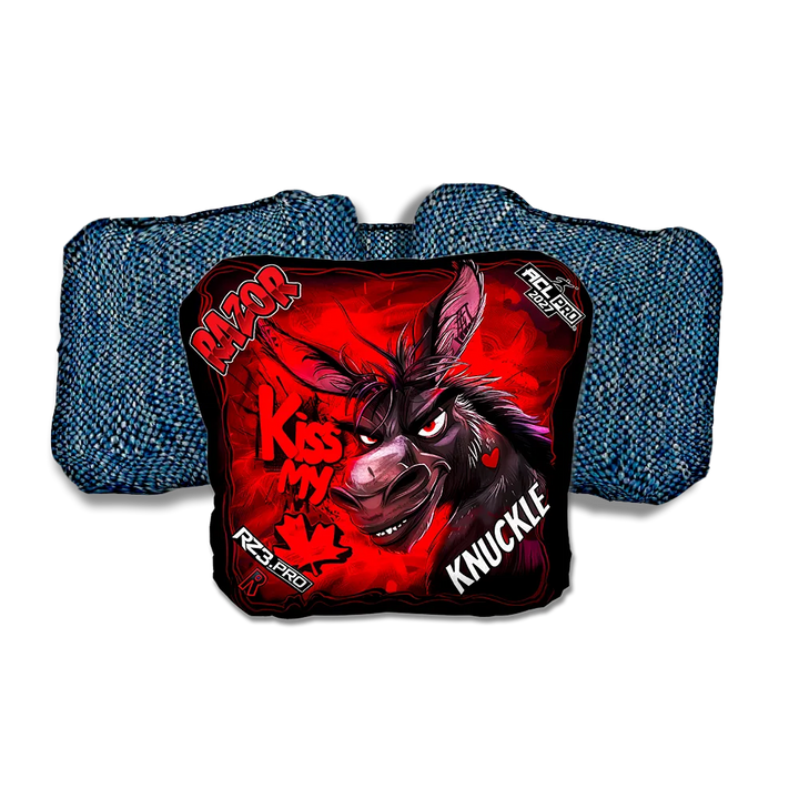 Knuckle PRO Kiss My Maple Blue Back Cornhole Bags