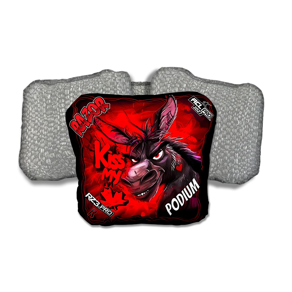 Podium PRO Kiss My Maple Silver Back Cornhole Bags