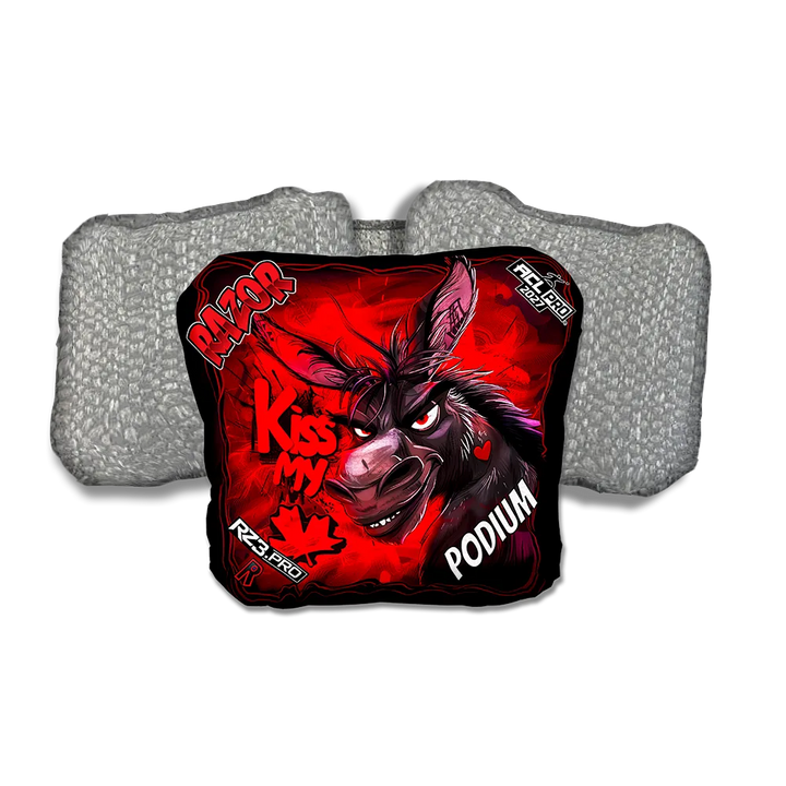 Podium PRO Kiss My Maple Silver Back Cornhole Bags