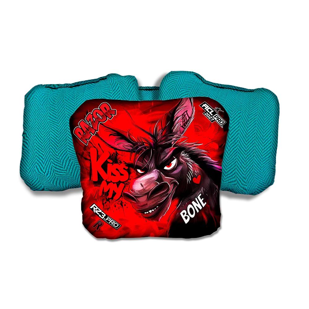 Bone PRO Kiss My Teal Back Cornhole Bags