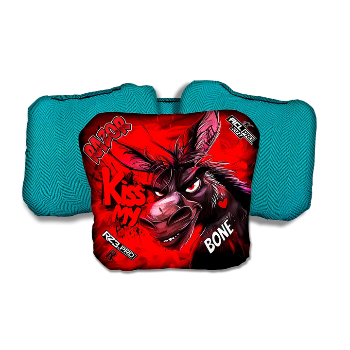Bone PRO Kiss My Teal Back Cornhole Bags