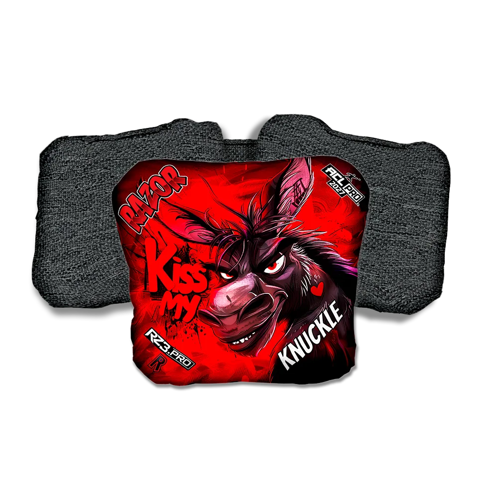 Knuckle PRO Kiss My Black Back Cornhole Bags