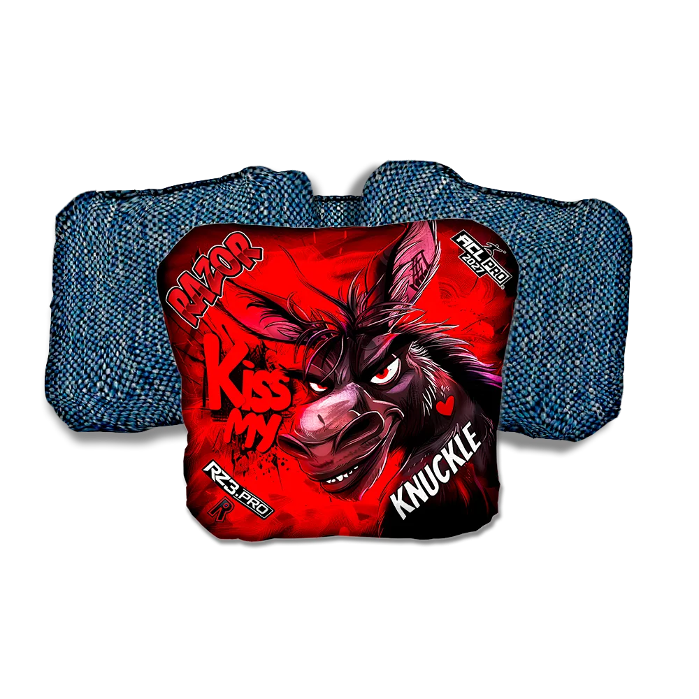 Knuckle PRO Kiss My Blue Back Cornhole Bags