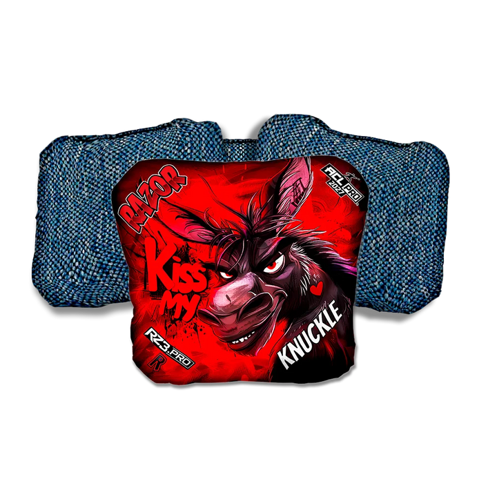 Knuckle PRO Kiss My Blue Back Cornhole Bags