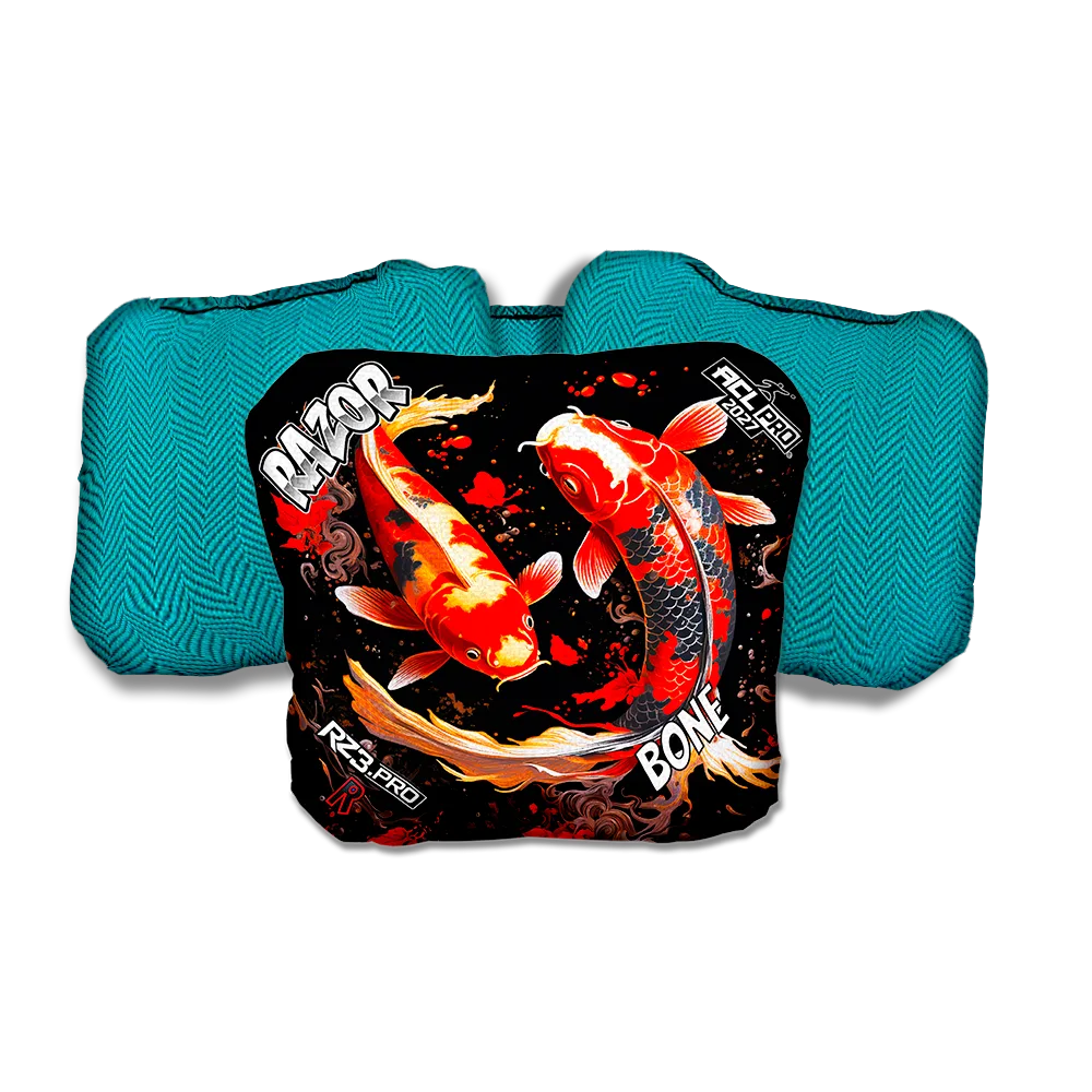 Bone PRO Koi Teal Back Cornhole Bags
