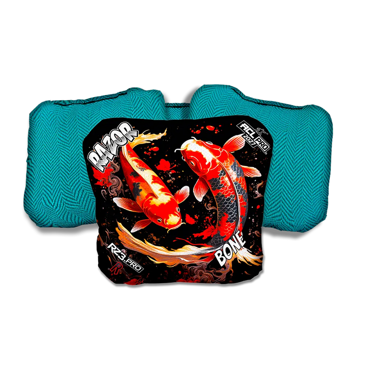 Bone PRO Koi Teal Back Cornhole Bags