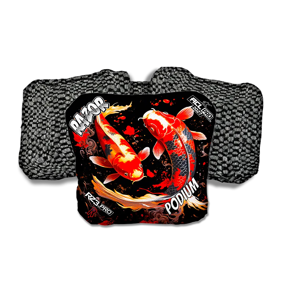 Podium PRO Koi Black Back Cornhole Bags