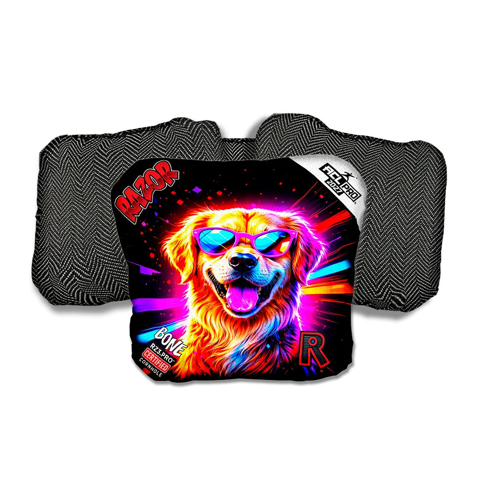 Bone PRO Lab Party Animals Black Back Cornhole Bags