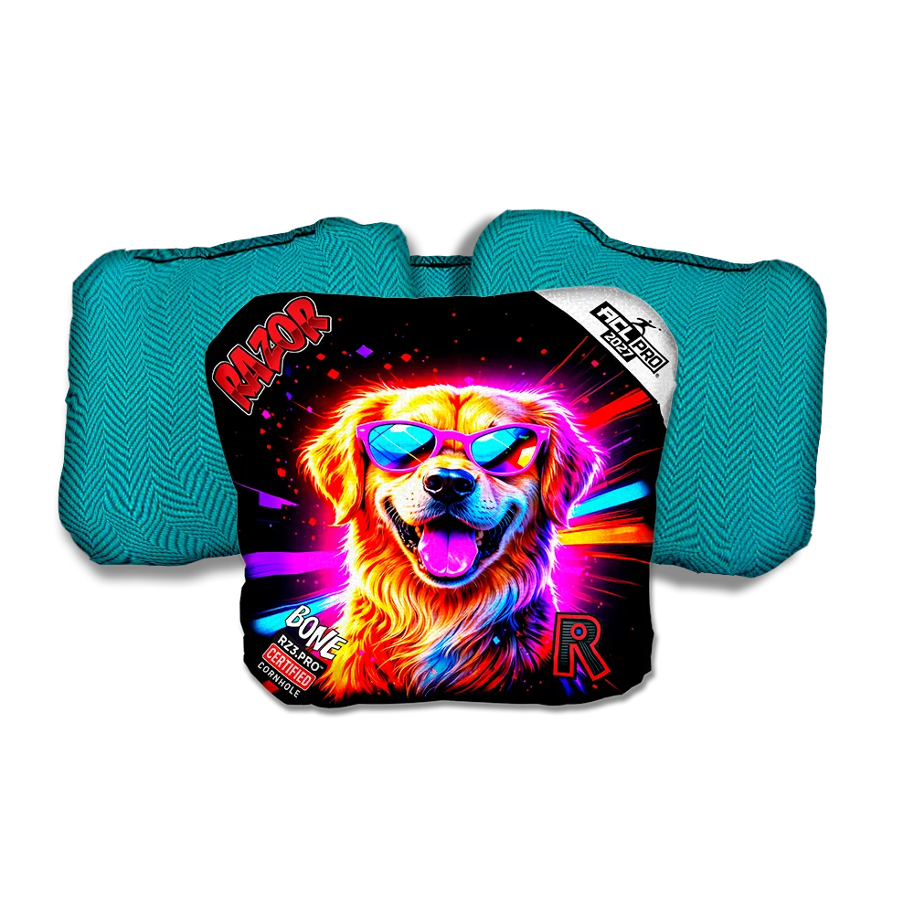 Bone PRO Lab Party Animals Teal Back Cornhole Bags