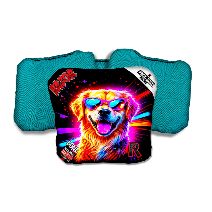Bone PRO Lab Party Animals Teal Back Cornhole Bags