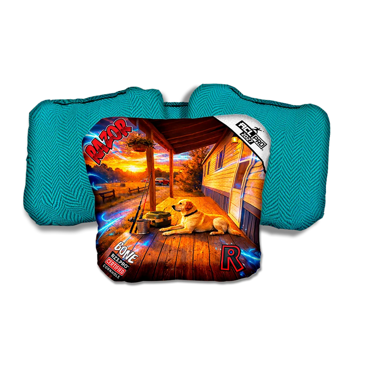 Bone PRO Last Light Teal Back Cornhole Bags