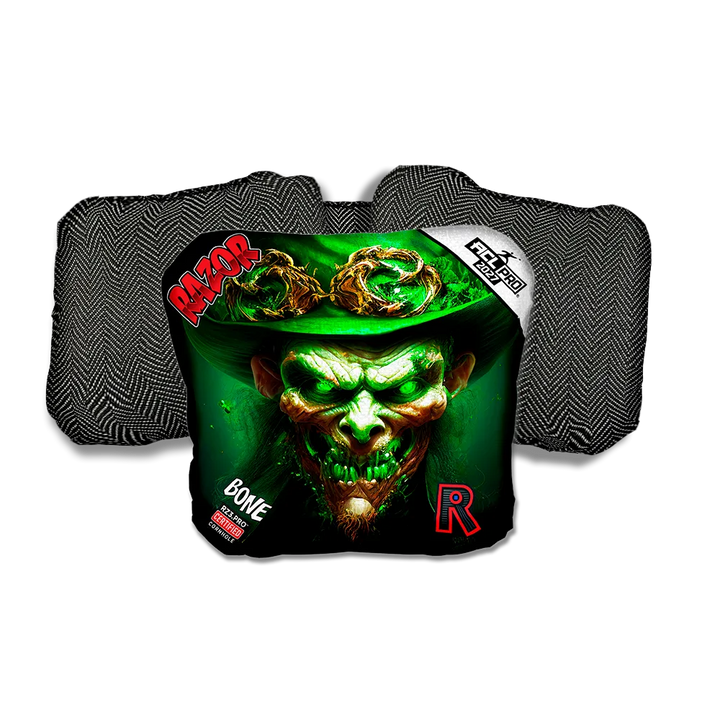Bone PRO Leprechaun Smile Black Back Cornhole Bags