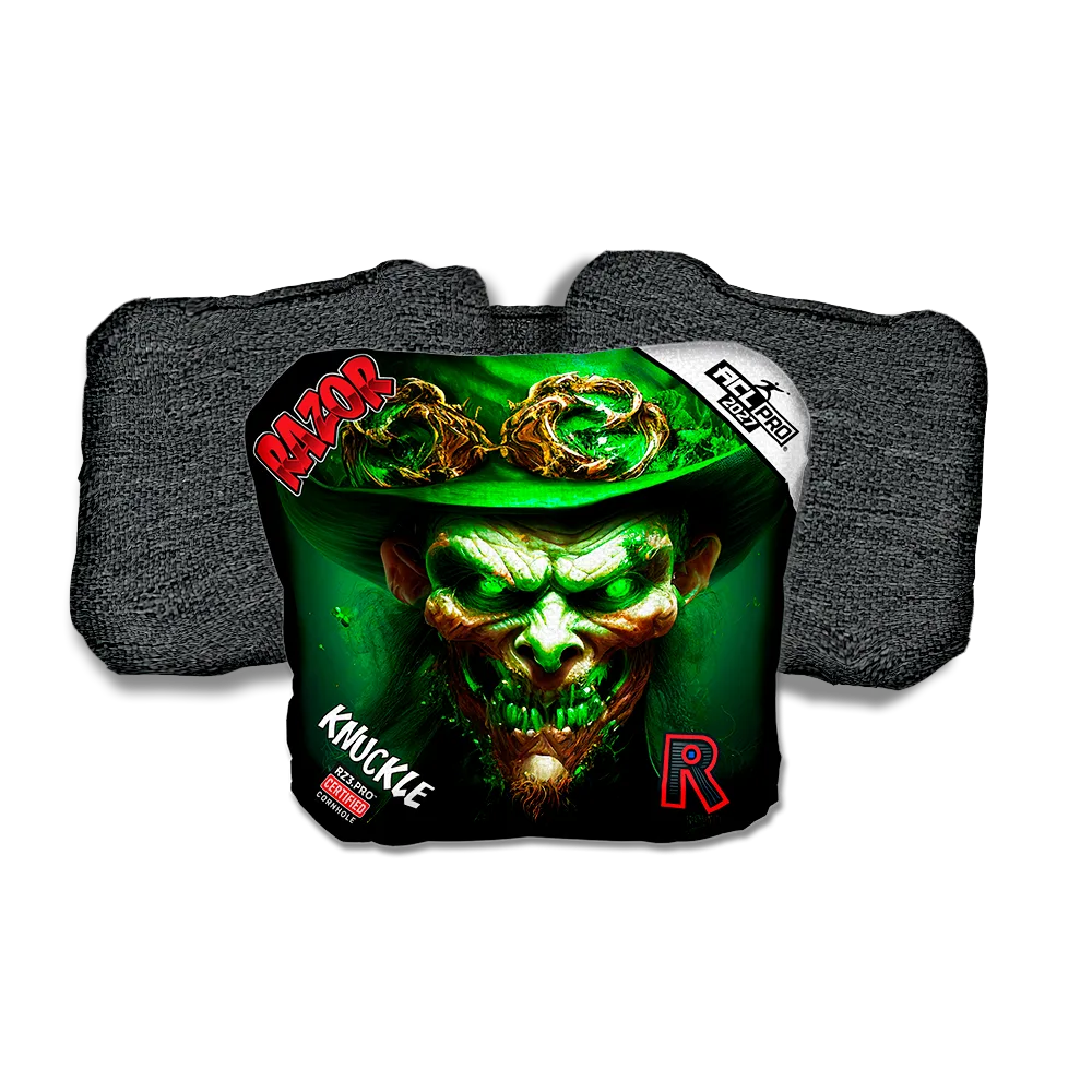 Knuckle PRO Leprechaun Smile Black Back Cornhole Bags