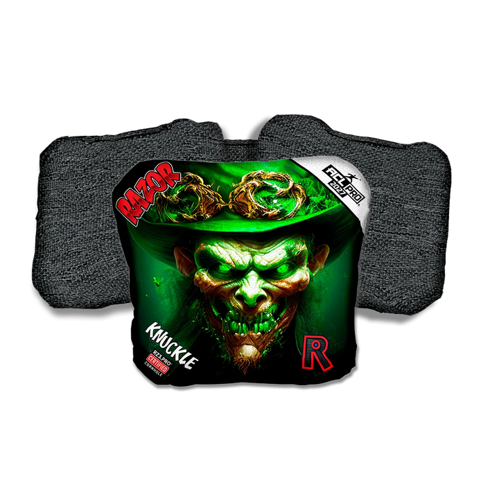 Knuckle PRO Leprechaun Smile Black Back Cornhole Bags