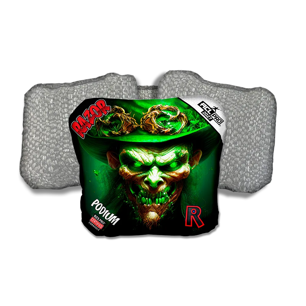Podium PRO Leprechaun Smile Silver Back Cornhole Bags
