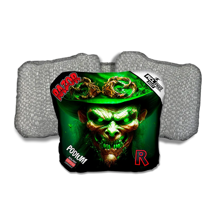 Podium PRO Leprechaun Smile Silver Back Cornhole Bags