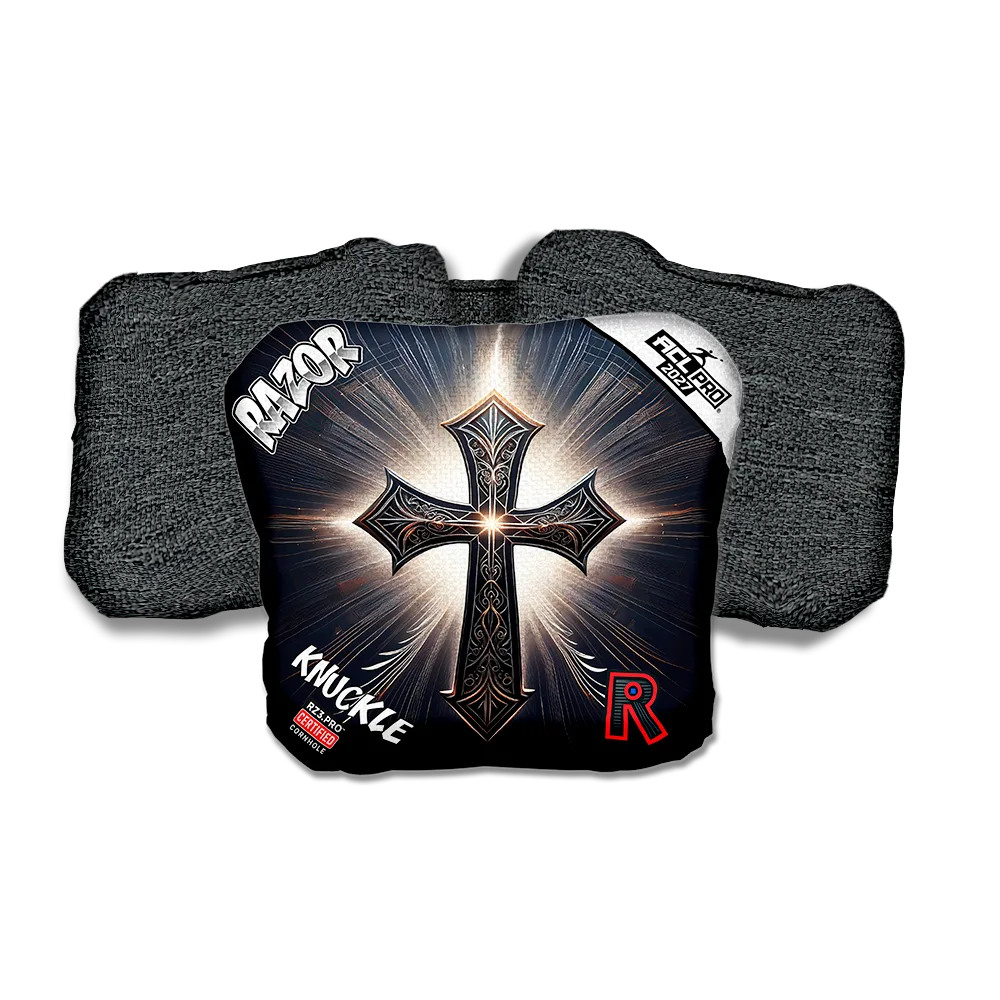 Knuckle PRO Light Cross Black Back Cornhole Bags