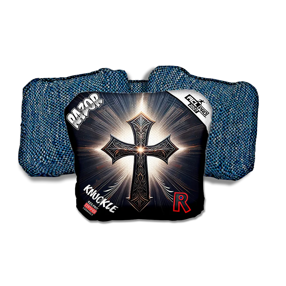Knuckle PRO Light Cross Blue Back Cornhole Bags