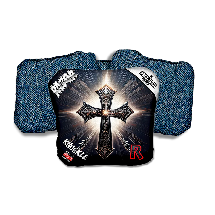 Knuckle PRO Light Cross Blue Back Cornhole Bags