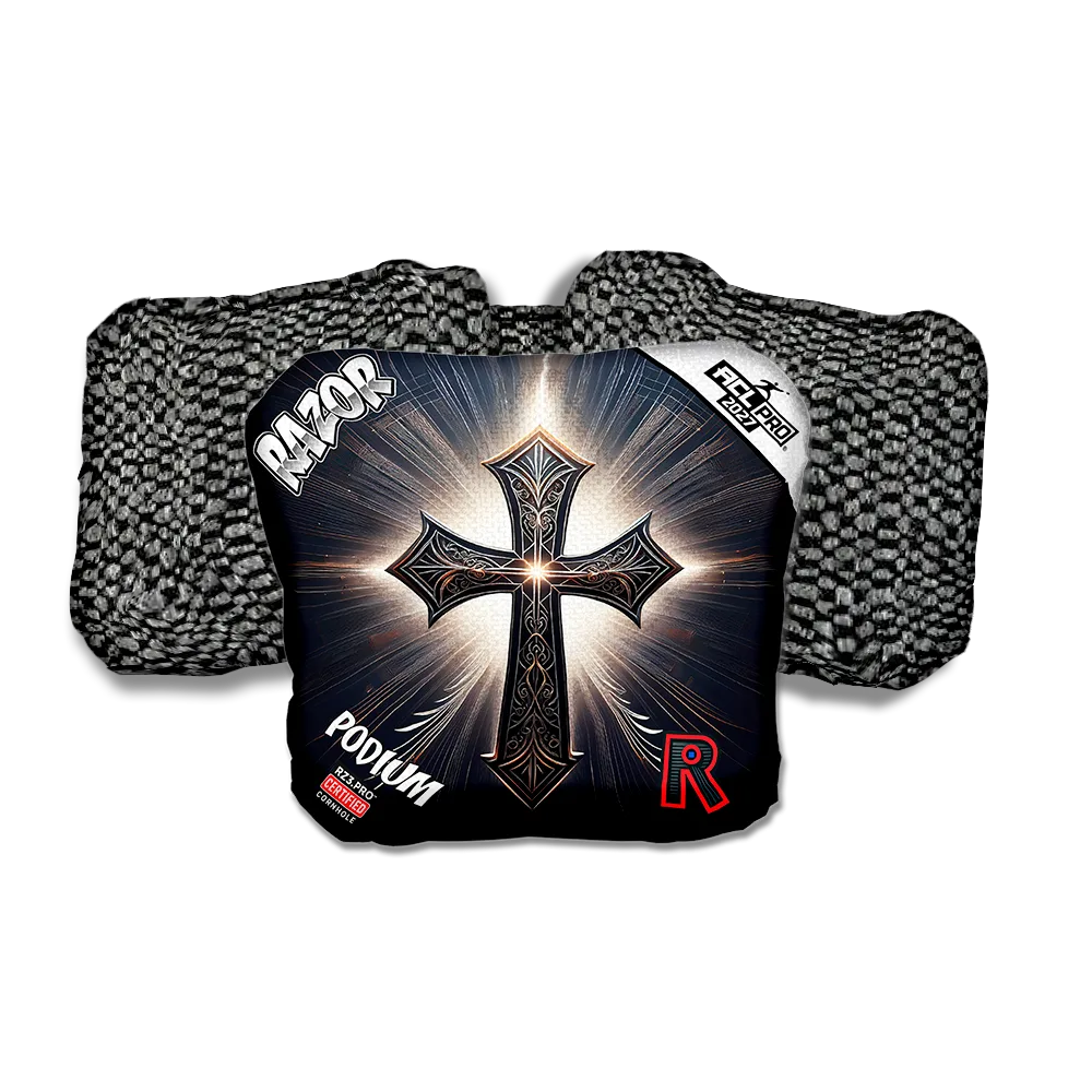 Podium PRO Light Cross Black Back Cornhole Bags