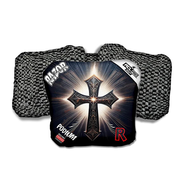 Podium PRO Light Cross Black Back Cornhole Bags