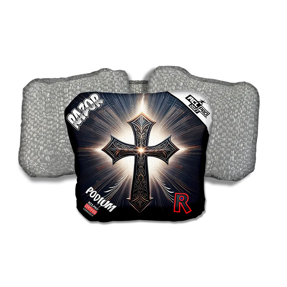 Podium PRO Light Cross Silver Back Cornhole Bags