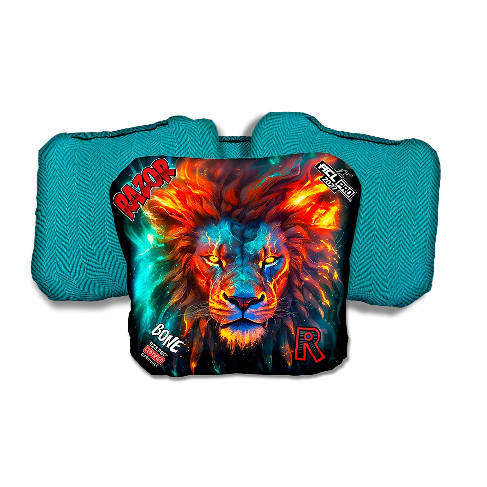 Bone PRO Lion Cosmos Teal Back Cornhole Bags