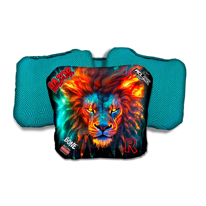 Bone PRO Lion Cosmos Teal Back Cornhole Bags