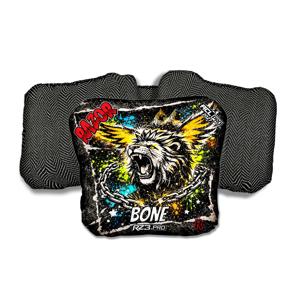 Bone PRO LION RT Black Back Cornhole Bags