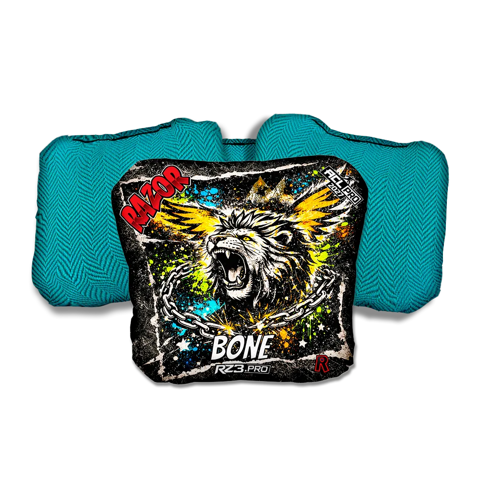 Bone PRO LION RT Teal Back Cornhole Bags
