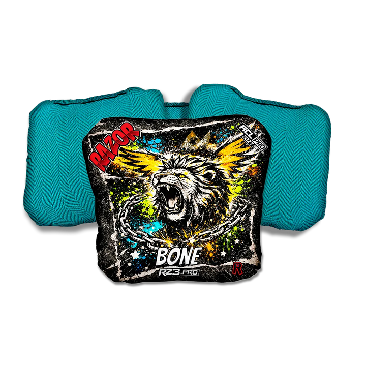Bone PRO LION RT Teal Back Cornhole Bags