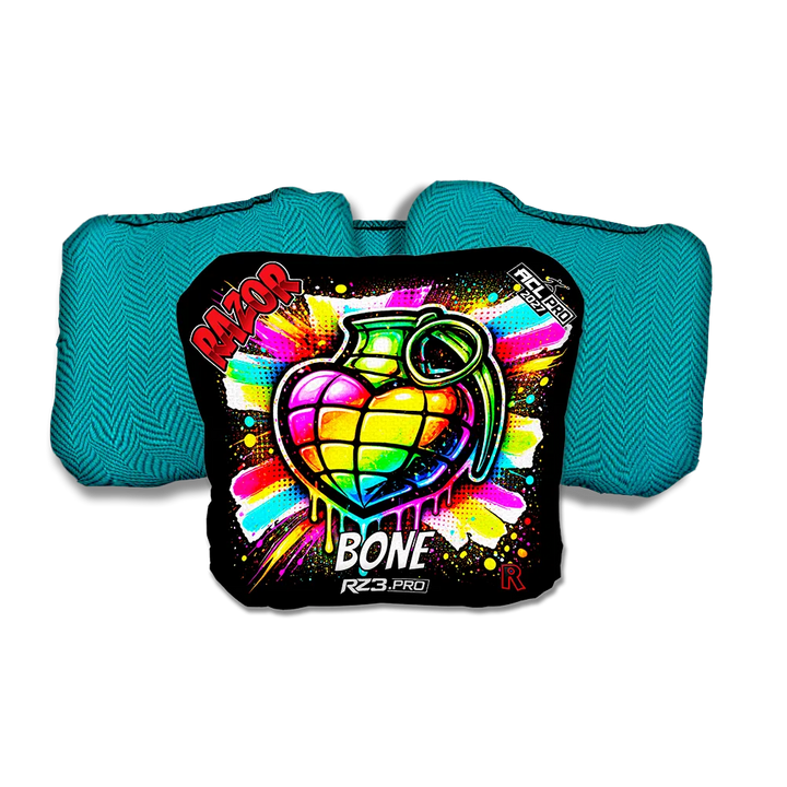 Bone PRO Love SP Teal Back Cornhole Bags