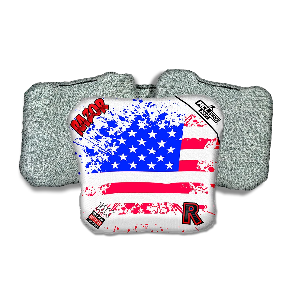 10 X PRO Merica Flag Light Back Cornhole Bags