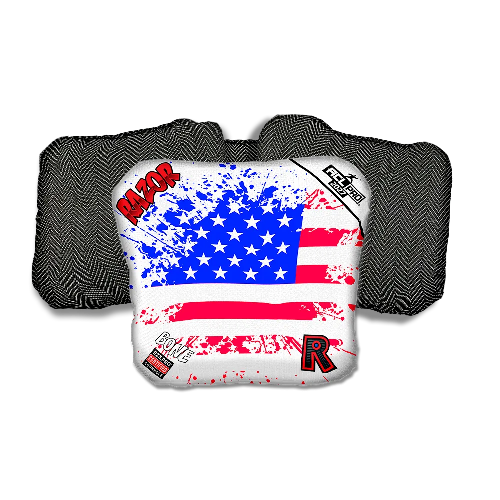 Bone PRO Merica Flag Black Back Cornhole Bags