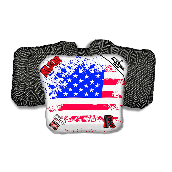 Bone PRO Merica Flag Black Back Cornhole Bags