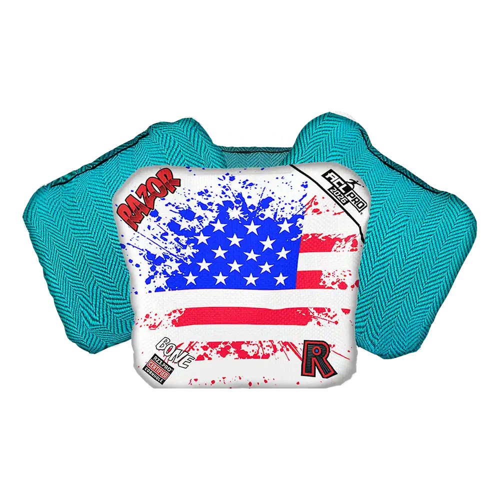 Bone | Merica Flag | ACL PRO Razor Cornhole Bags