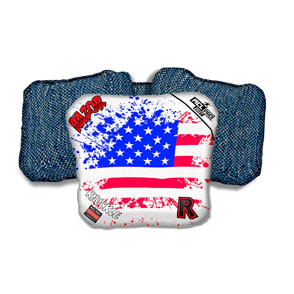 Knuckle PRO Merica Flag Blue Back Cornhole Bags