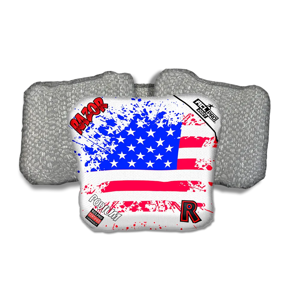 Podium PRO Merica Flag Silver Back Cornhole Bags