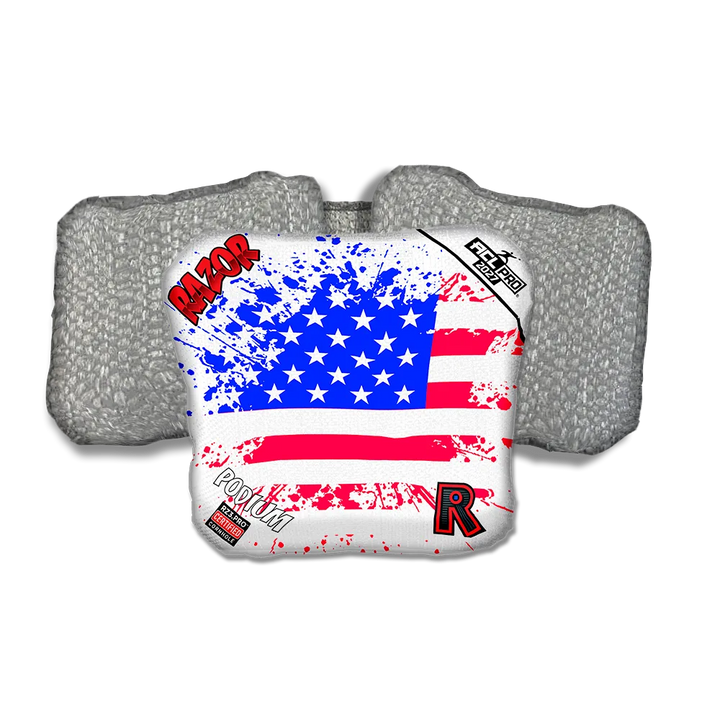 Podium PRO Merica Flag Silver Back Cornhole Bags