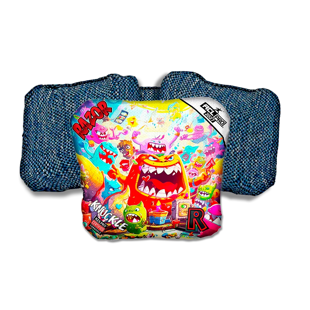 Knuckle PRO Monster Party Blue Back Cornhole Bags